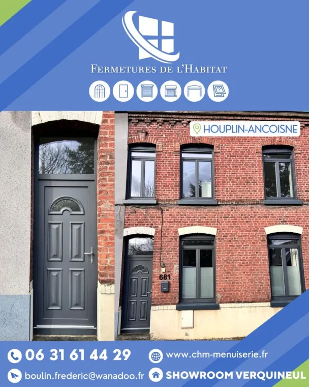 Fabrication sur mesure d'une porte d'entrée à Houplin-Ancoisne, Arras, CHM Menuiserie